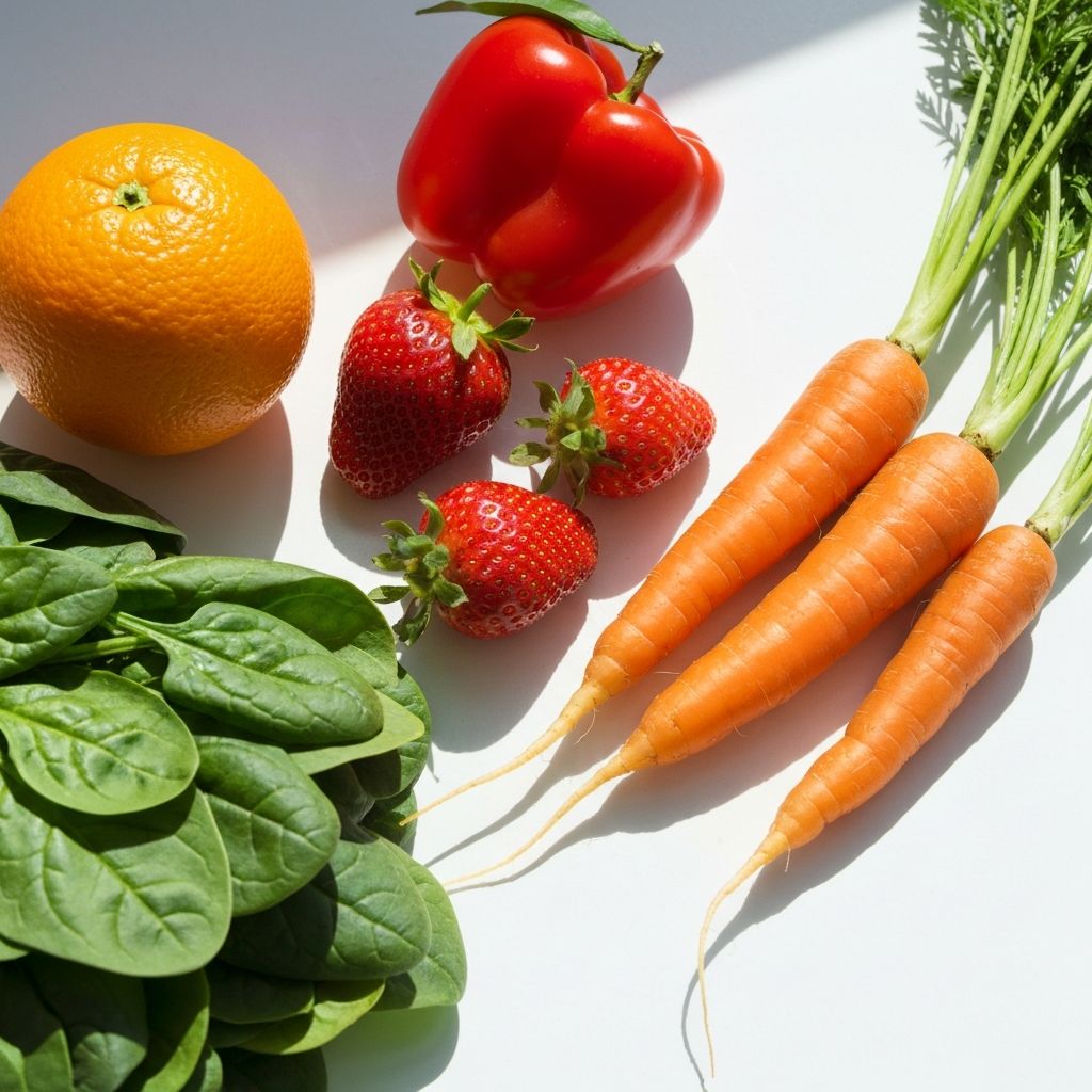 Fresh fruits and vegetables representing balanced nutrition