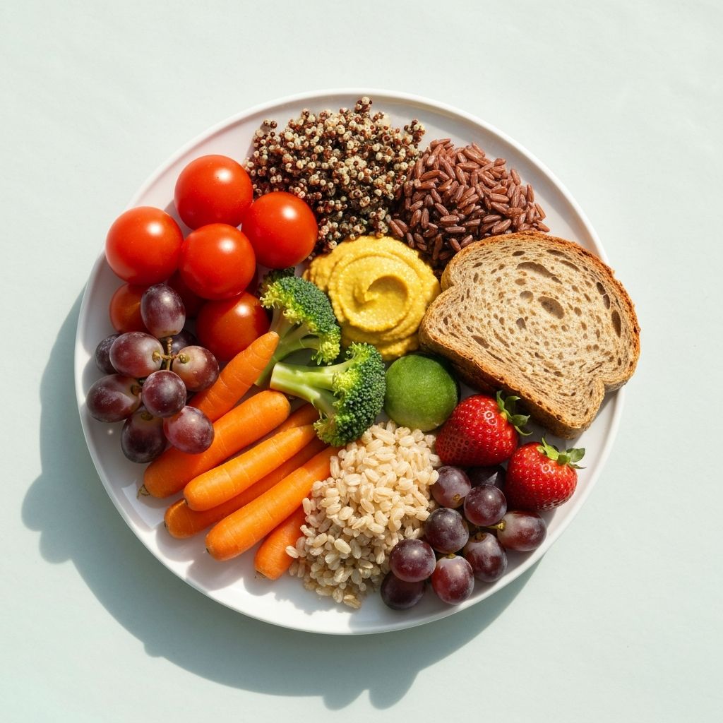 Colorful nutritious food plates with fresh vegetables and balanced meals